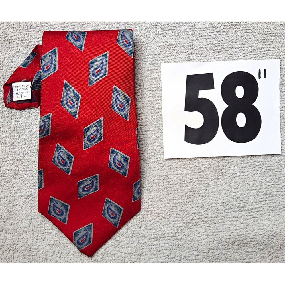 Sabatini Men's Tie Red Blue Gray Paisley Polyester Silk Woven Logo - 58"